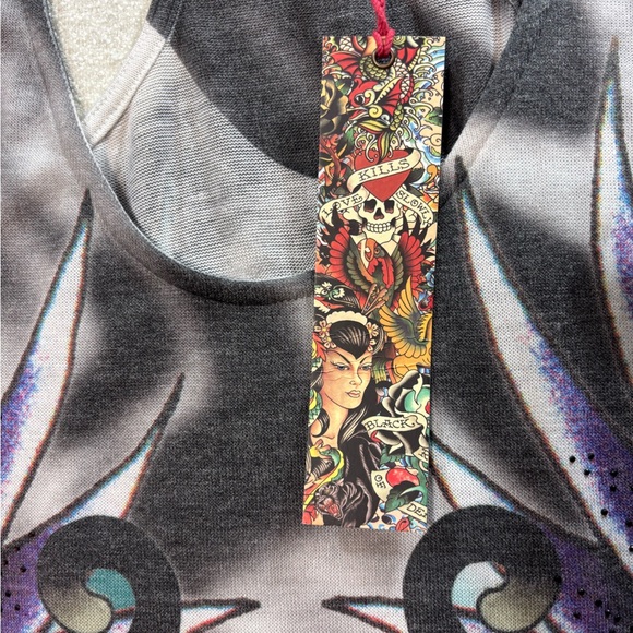 Ed Hardy Panther Swan Tattoo Tank Dress M Rhinestone Y2K Goth Festival Chic - Picture 9 of 9